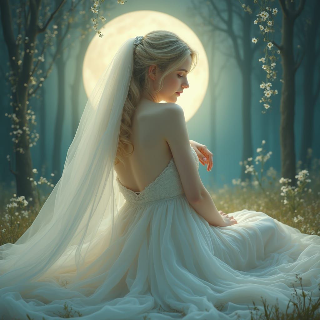 Lunar Backlit Ann in Ethereal Dreamscape