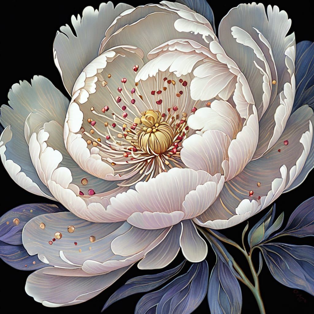Exquisite Peony Illustration Inspired by Klimt and Currin