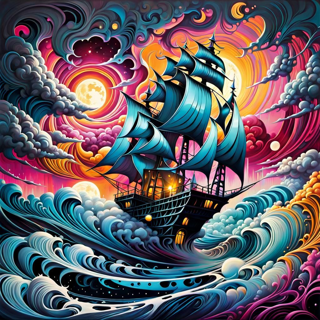 Etherial Moonlight Graffiti Art in Dreamy Glow