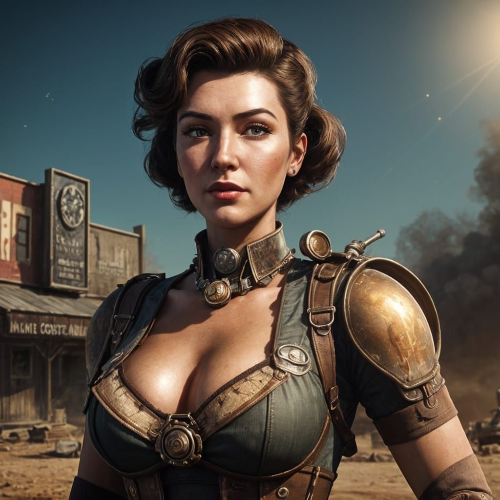 Steampunk Pin-Up Girl Advertising Poster