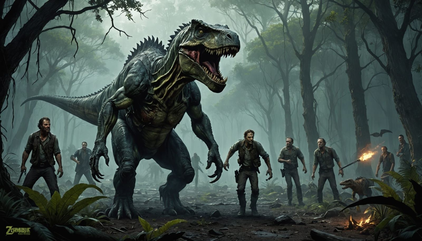 Dark Post-Apocalyptic Jurassic World Horror Scene