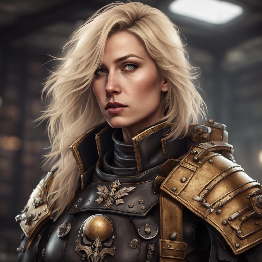 Female Warhammer 40k Adventurer in Photorealistic Portrait