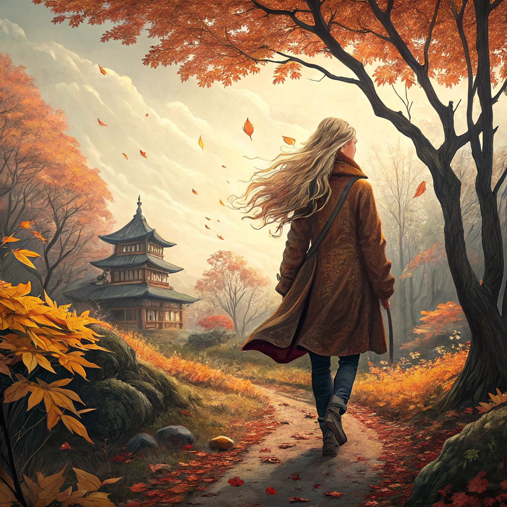 Enchanted Autumn Walk: Digital Painting