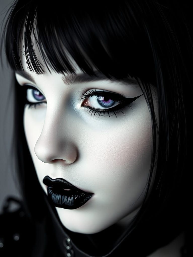 Ethereal Gothic Siren in Noir Style