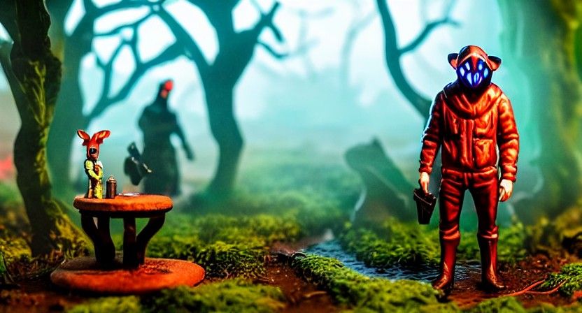 Gamekeeper in Solarpunk Mask Diorama