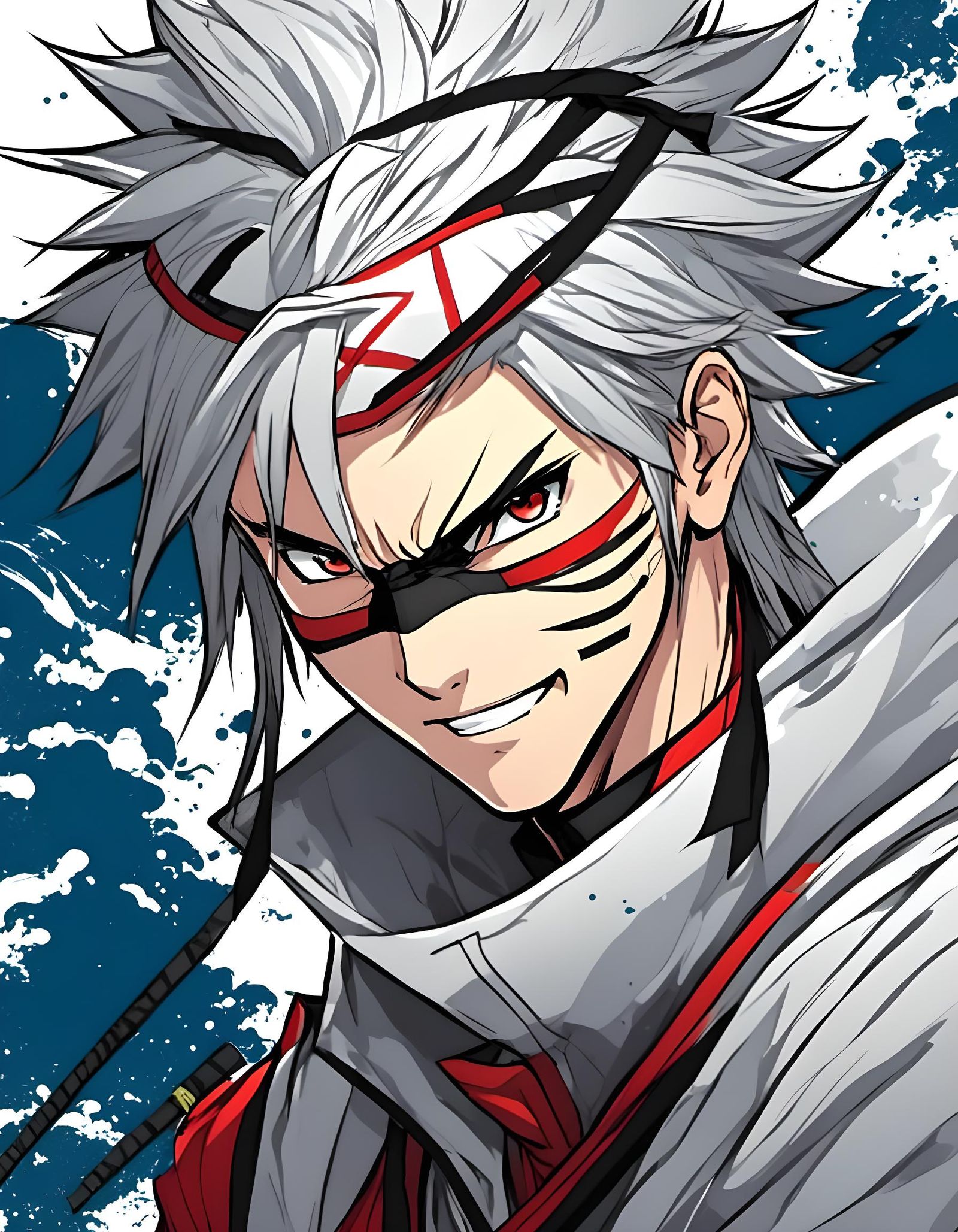Handsome Jock as Ninja: Detailed Anime Portrait
