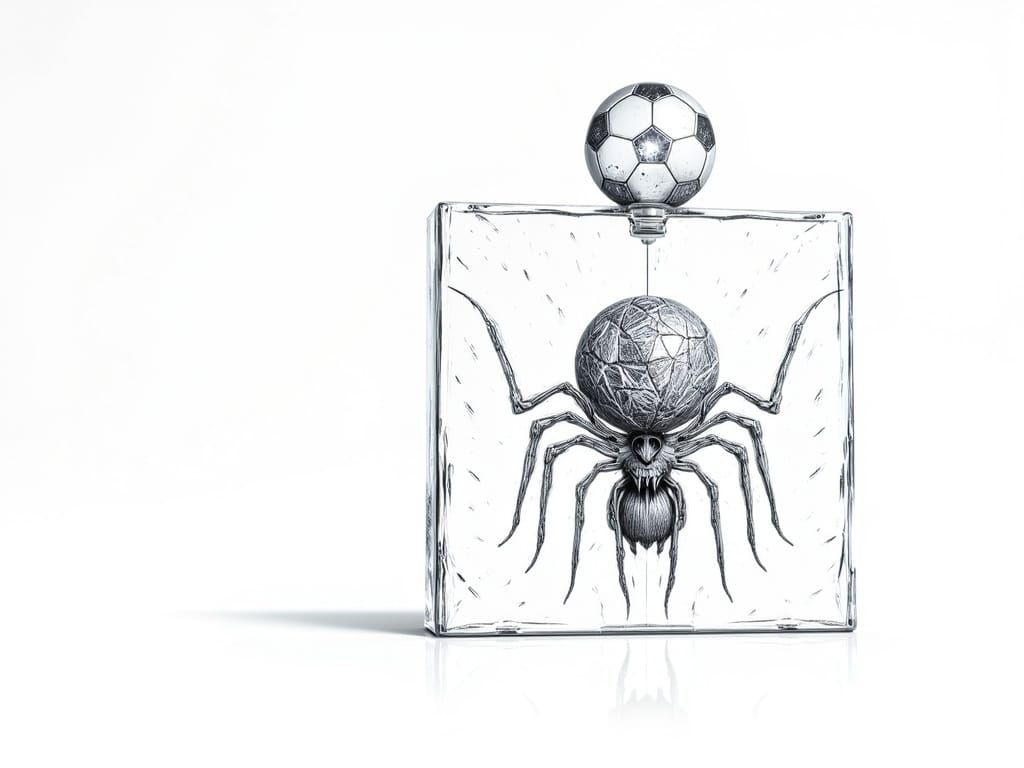 Futuristic 3D Perfume Bottle with Spider and Ball
