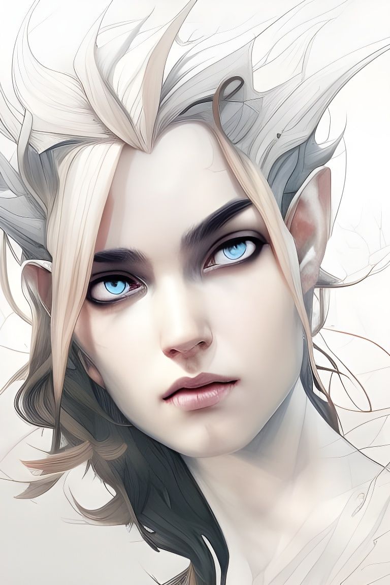 Elven Woman Portrait in Forest, Detailed Concept Art
