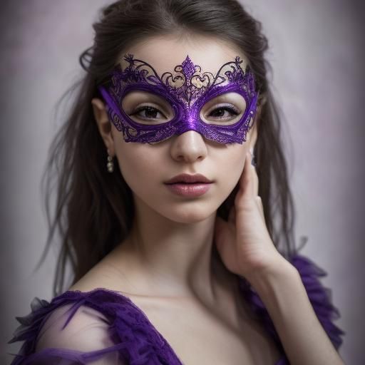 Masquerade Dancer in Dark Hallway Portrait
