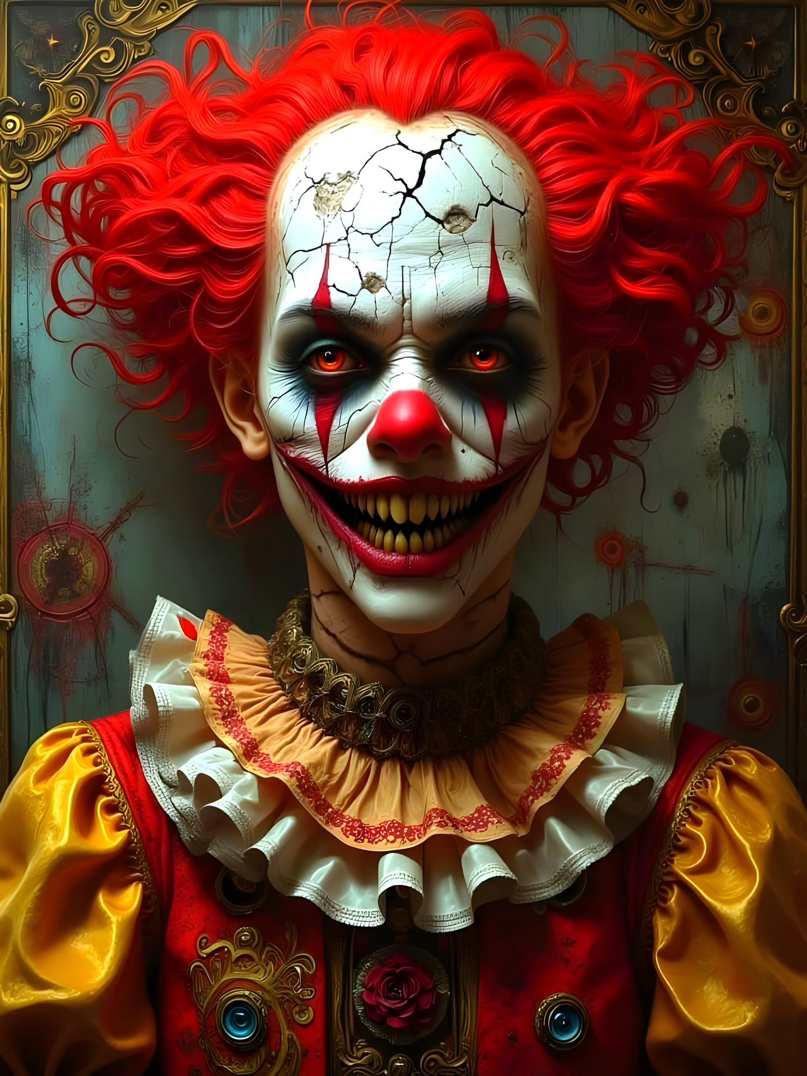 Menacing Clown Monster in Gaudy Attire