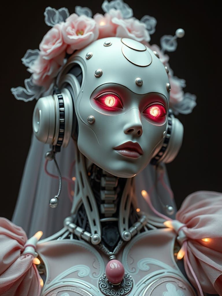Ethereal Lady Robot in Avant-Garde Mystery Style