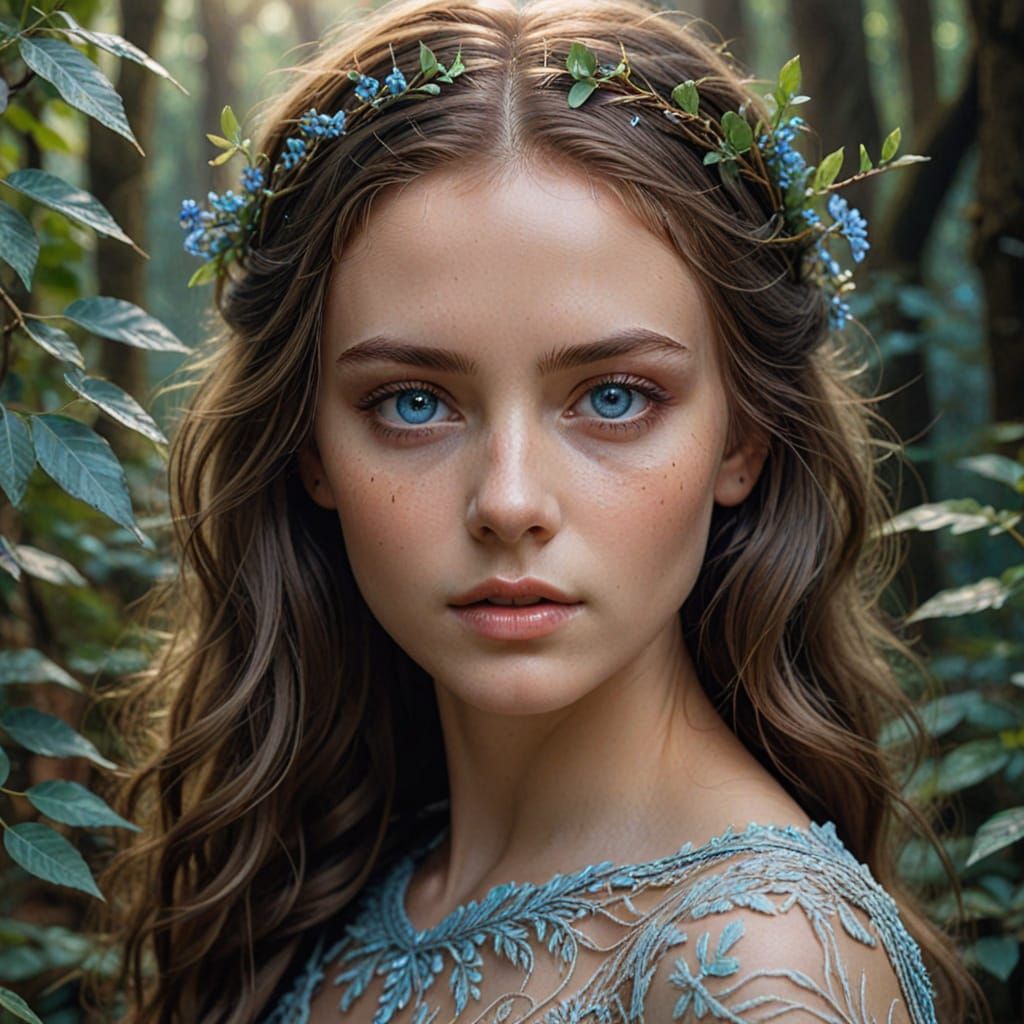 Surreal Portrait of Woman Merged with Nature