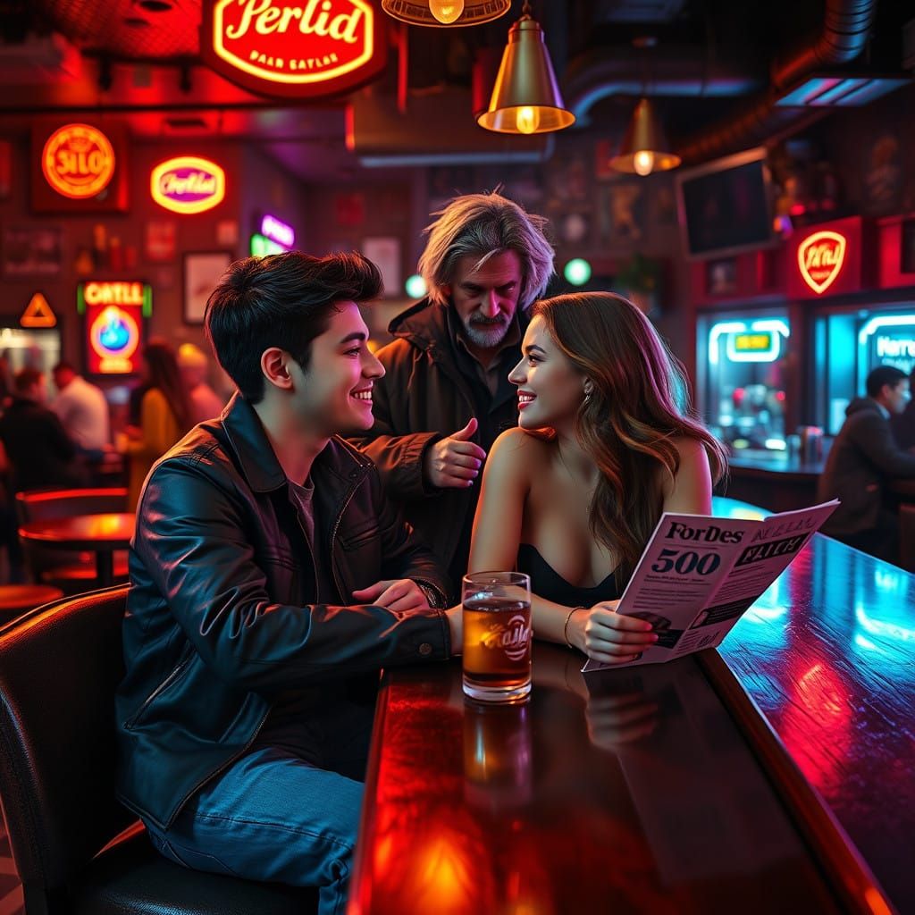 Young Couple Shares a Secret Moment in a Bustling College Ba...