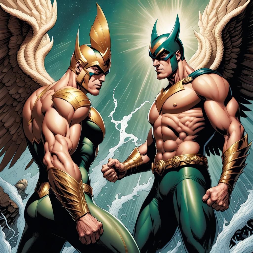 Superhero Amalgam: Namor and Hawkman in Comic Art
