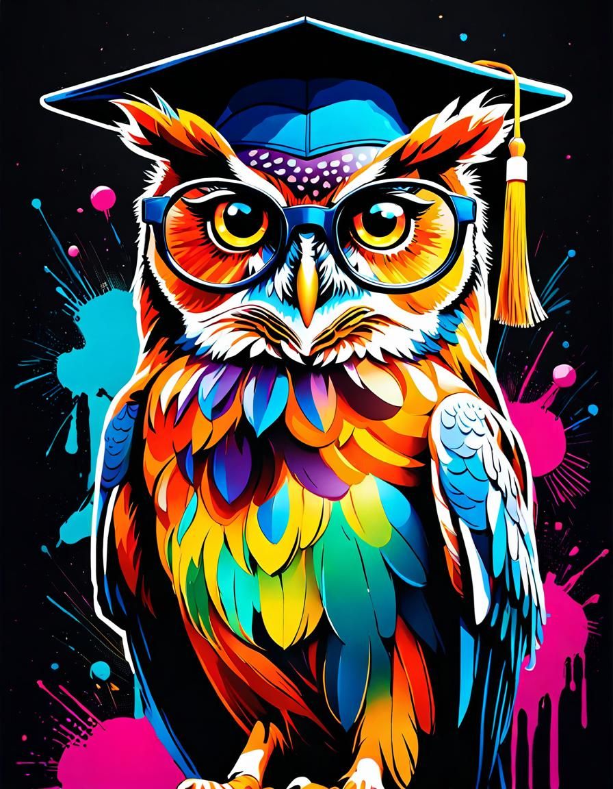 Colorful Owl Portrait in Graffiti Art Style
