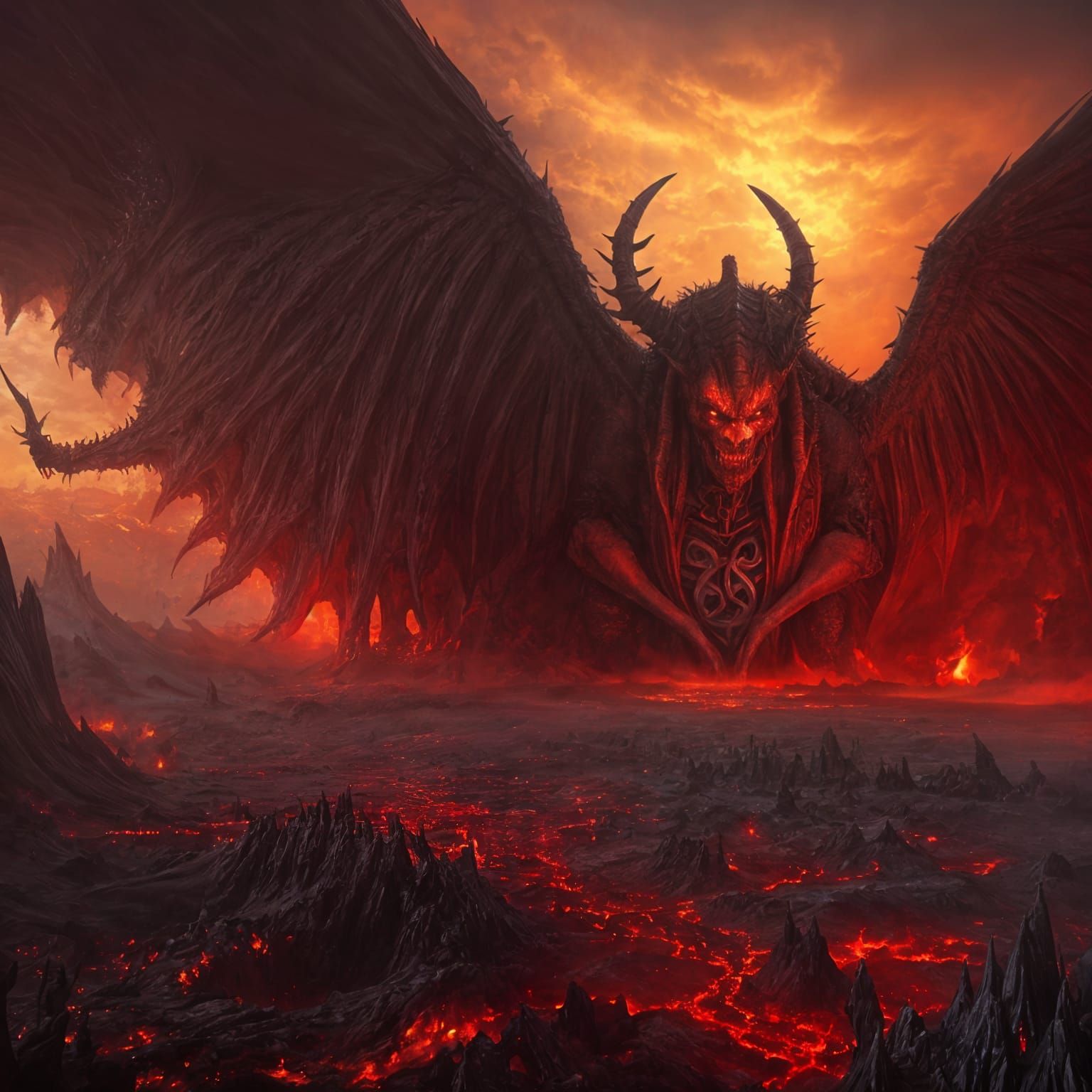 Satan in Hell: Detailed Matte Painting