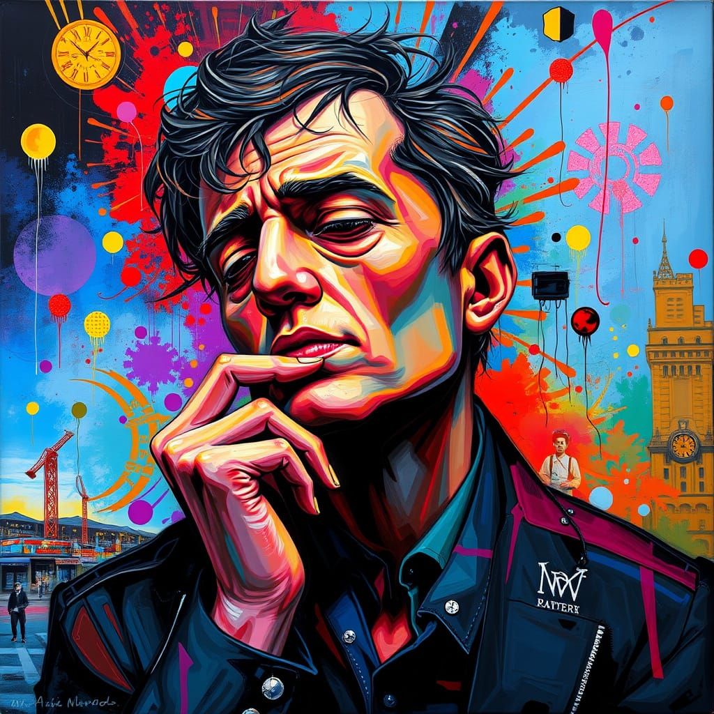 Pensive Figure in Abstract Expressionist Style