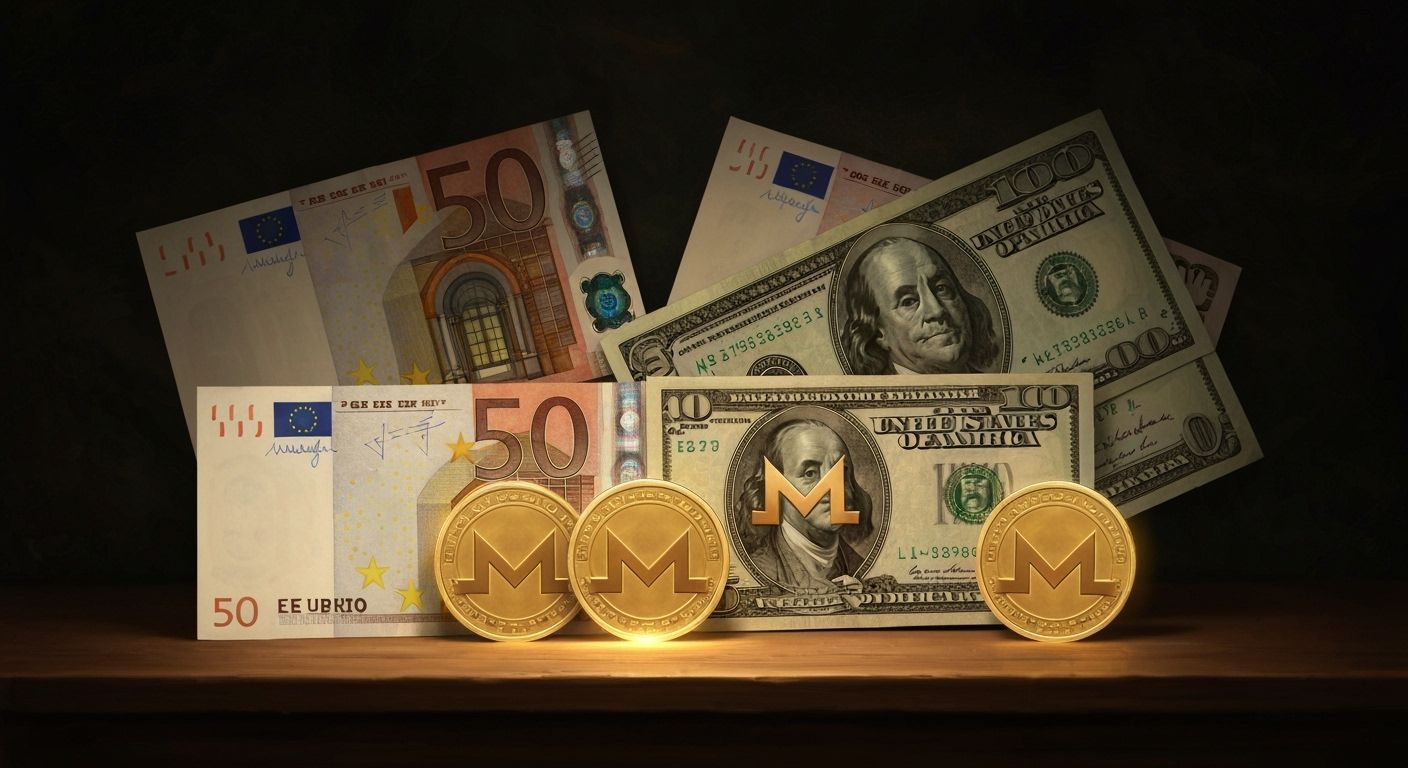 Currency Display: Euros, Dollars, and Monero with Dramatic L...