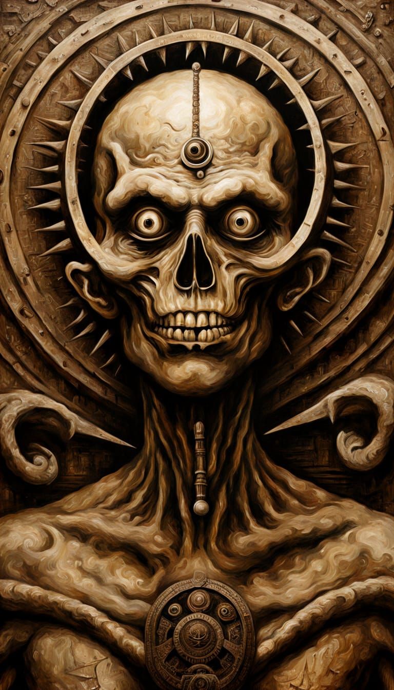 Surreal Sepia Cyclops in a Repugnant, Unsettling Scene