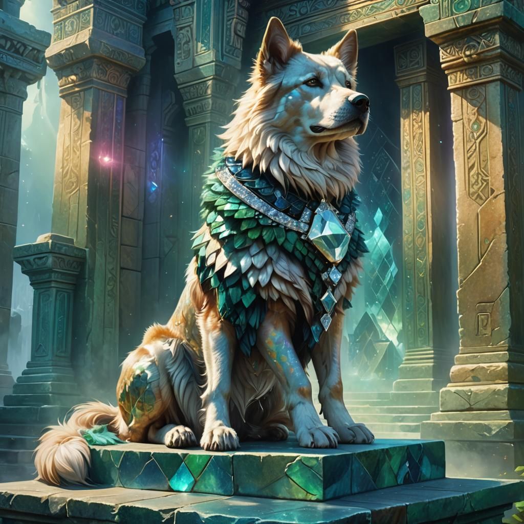 Diamond Dog in Mystical Temple: Fantasy Art