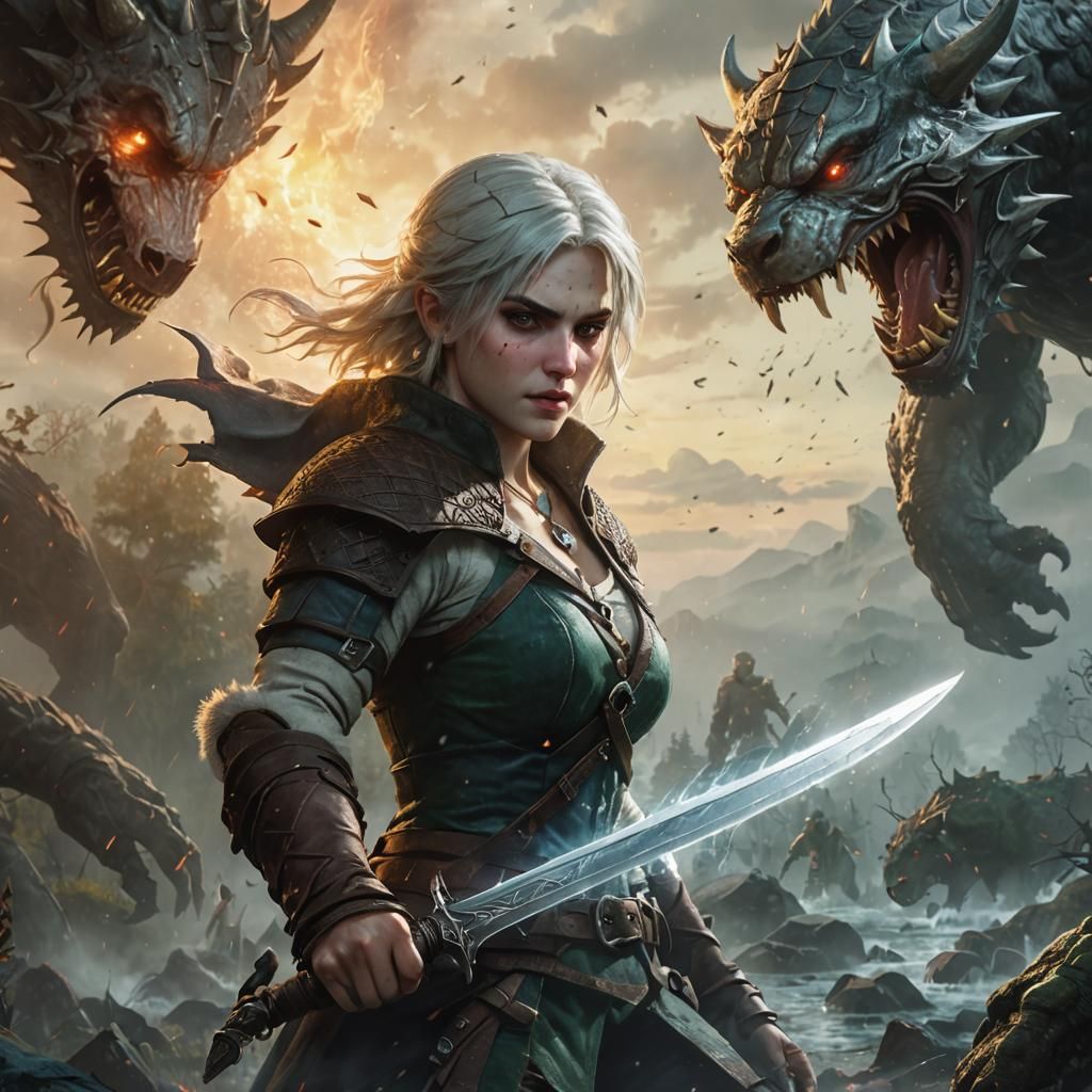Princess Cirilla Battles a Monster in Ethereal Fantasy