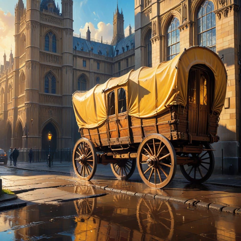 Surreal Western Wagon Bursts From Parliament