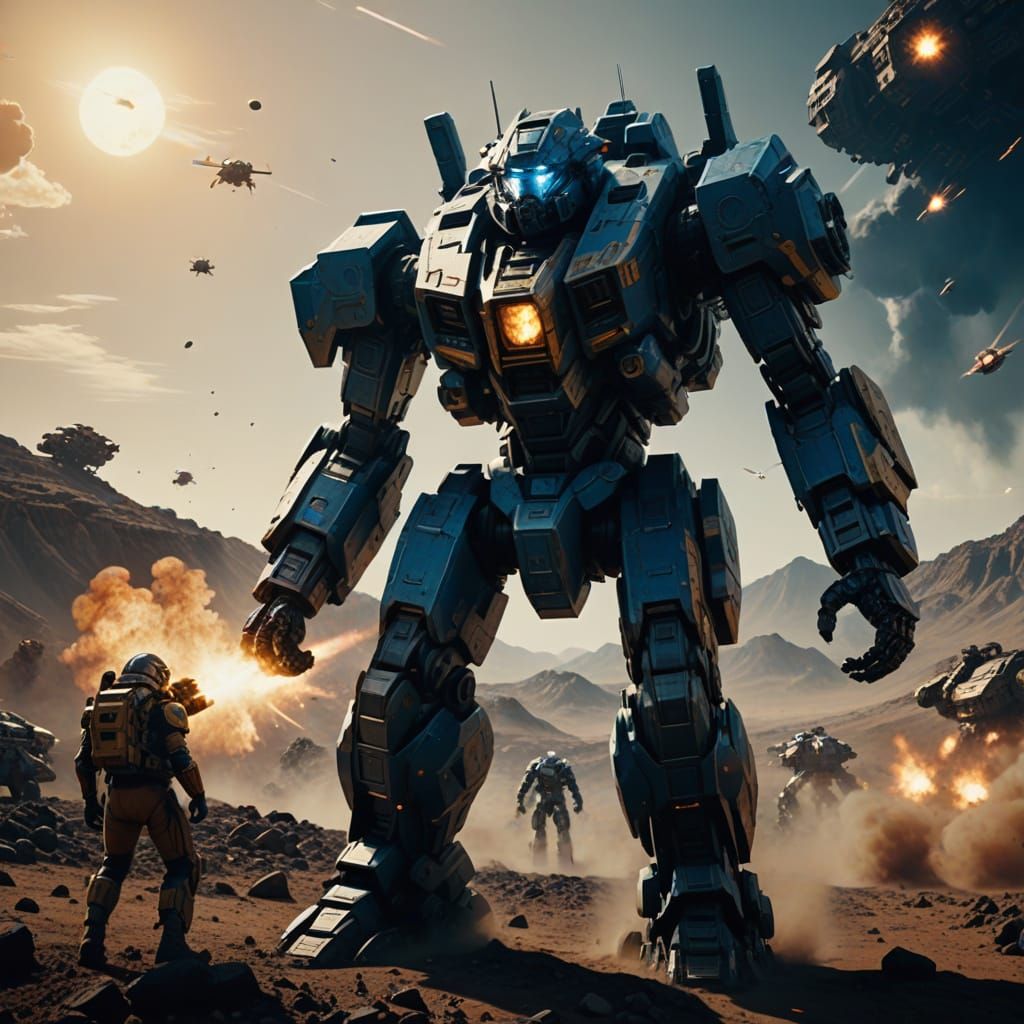 Epic Intergalactic Battle on a Barren Planet in Cinematic St...