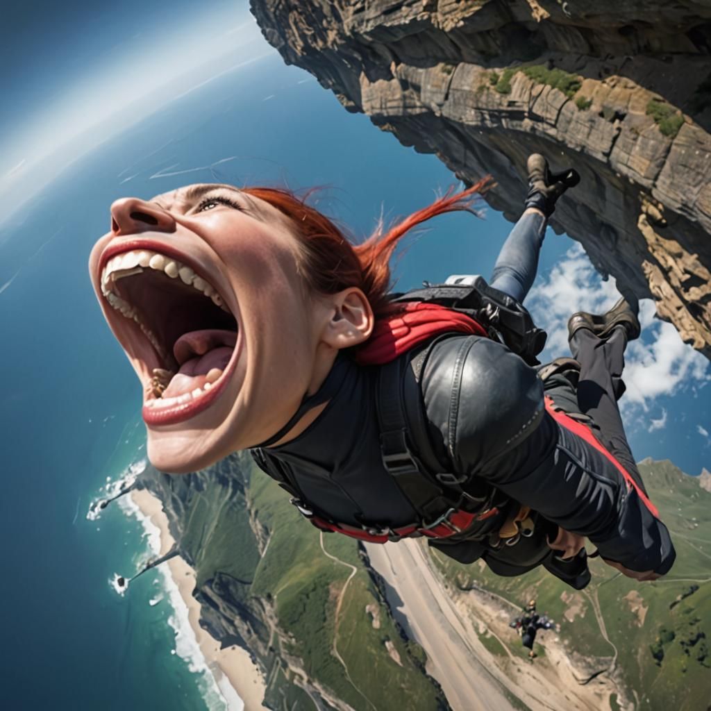 Stuntwoman's Hilarious Freefall: Crazy Cartoon Adventure