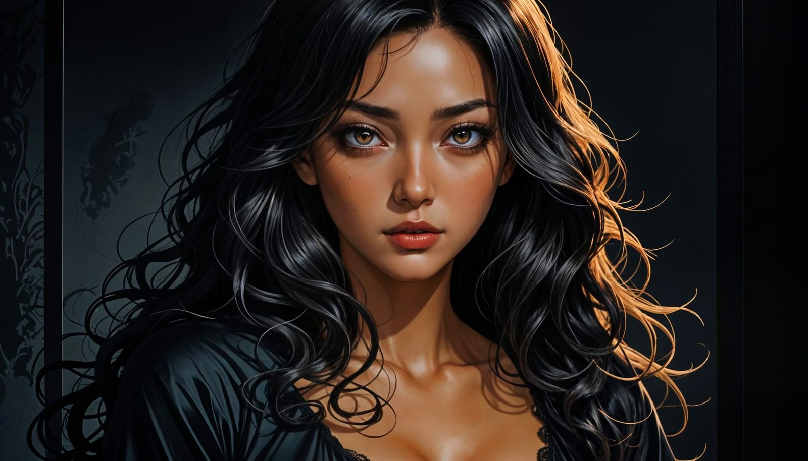 Wavy hair and hazel eyes