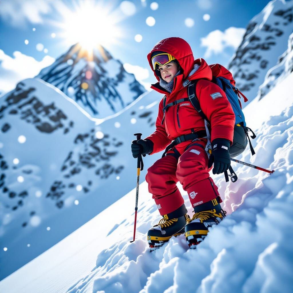 Boy Climbs Snowy Everest in Cinematic Realism