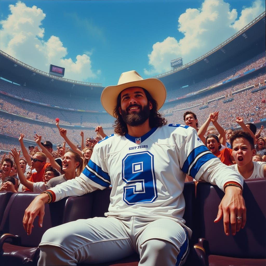 Jesus Christ Cheers for Cowboys: Pop Art Style