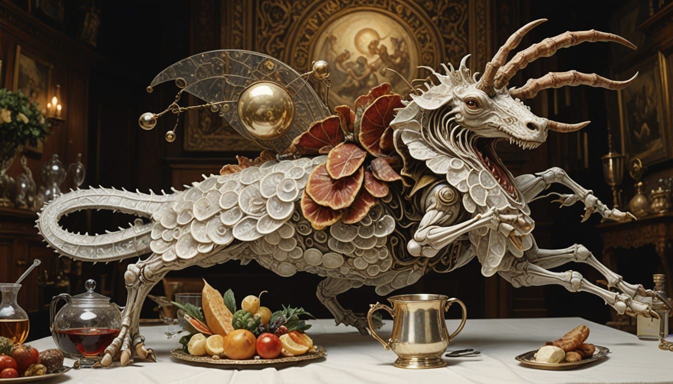 His 'Centerpiece On a Table at Bistro BIzzarro' shift just ended and he's headed-off home...