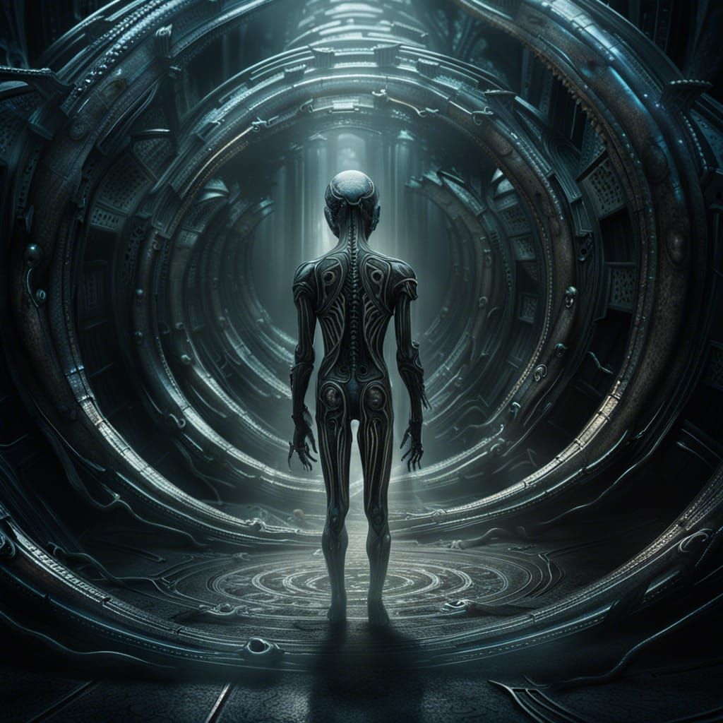 Biomechanical Portal: A Dark Art Dreamscape