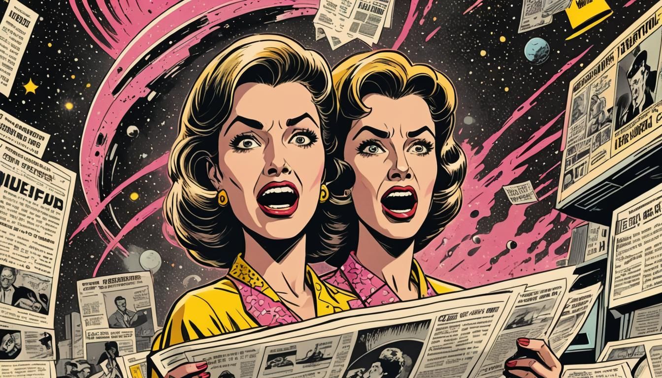 Retro-Futuristic Comic Book Art: UFO Panic