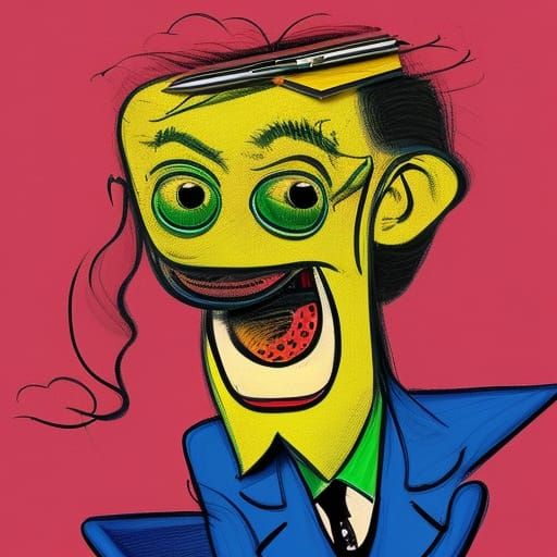 Cartoon Caricature Portrait of Student in Class