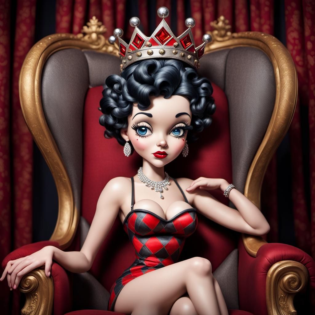 Betty Boop as Queen in Hyperrealistic Style
