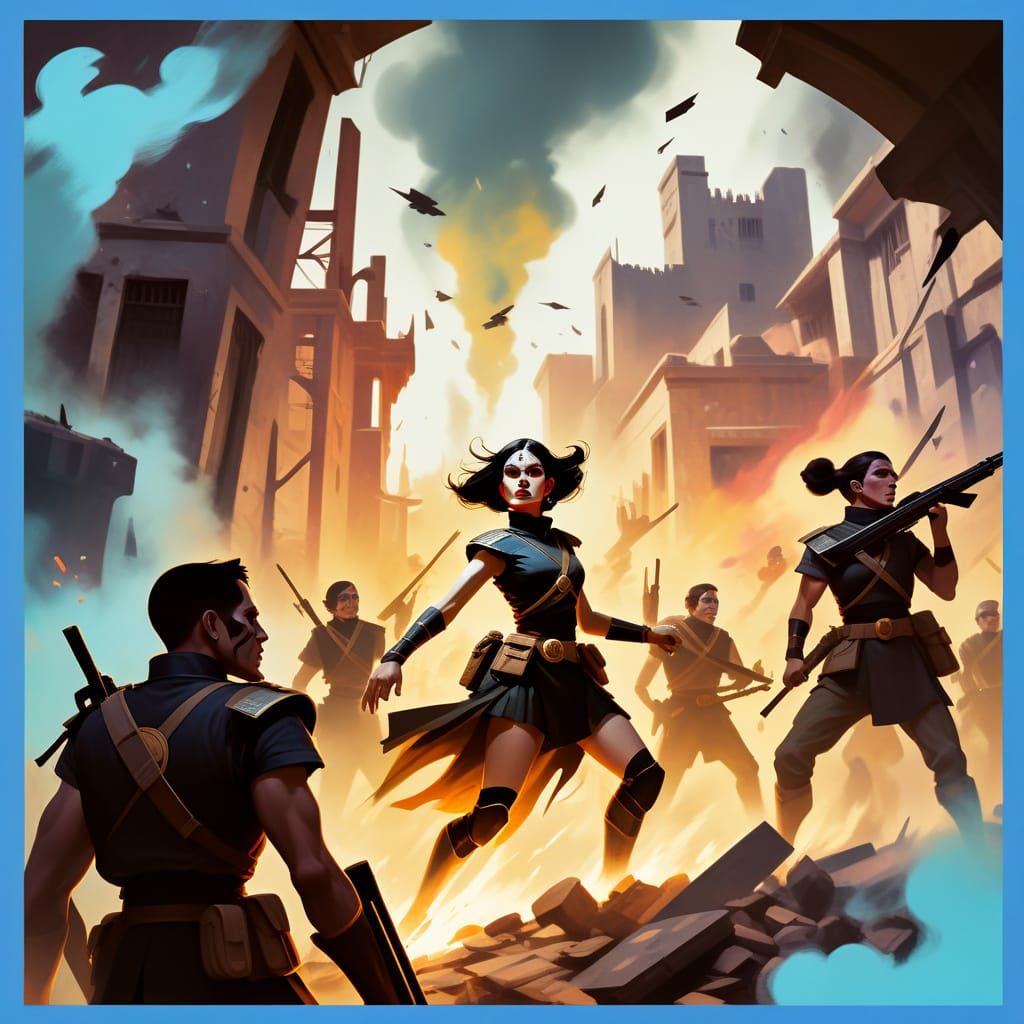 Soldiers in Desolate Landscape With Grim Determination