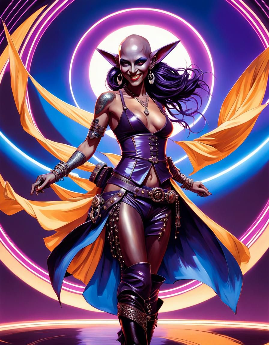 Purple Goblin Pirate in Mad Max Outfit Portrait