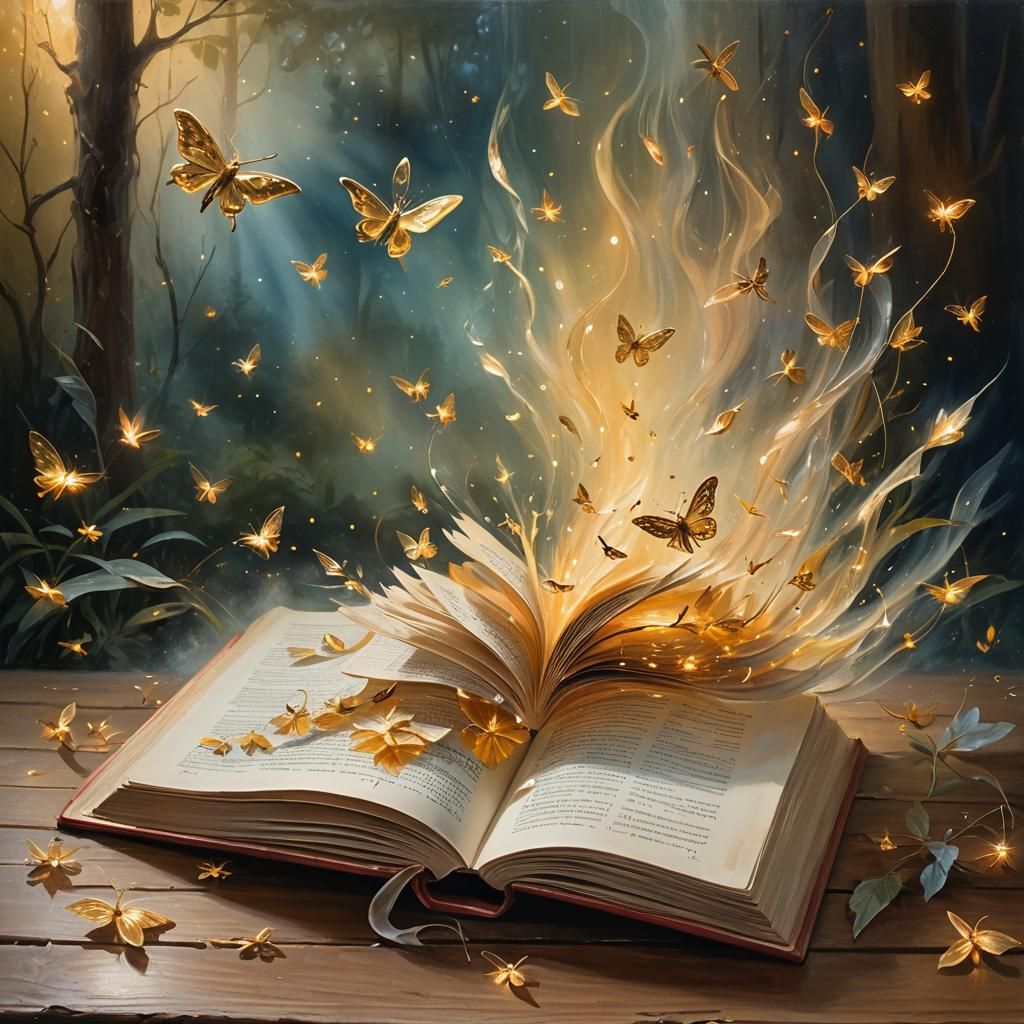 Ethereal Fantasy Art: Open Book with Emerging Scene