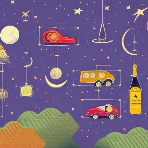 Whimsical Retrofuturistic Book Illustration with Zebras