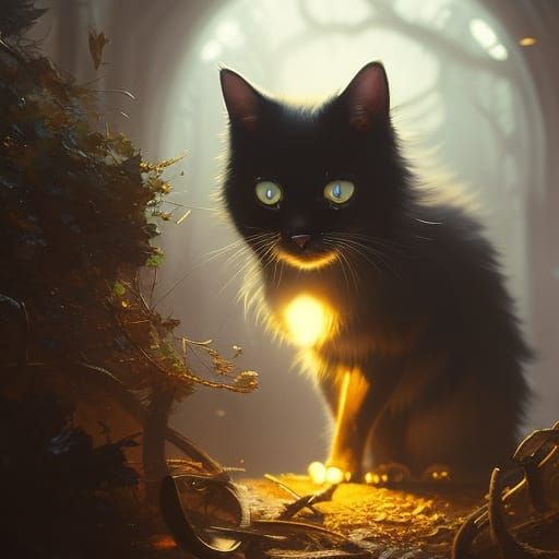 Cute Cat in the Dark: A Dark Fantasy Masterpiece