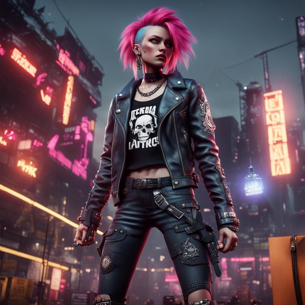 Punk Rock Chic in 3D Game Style