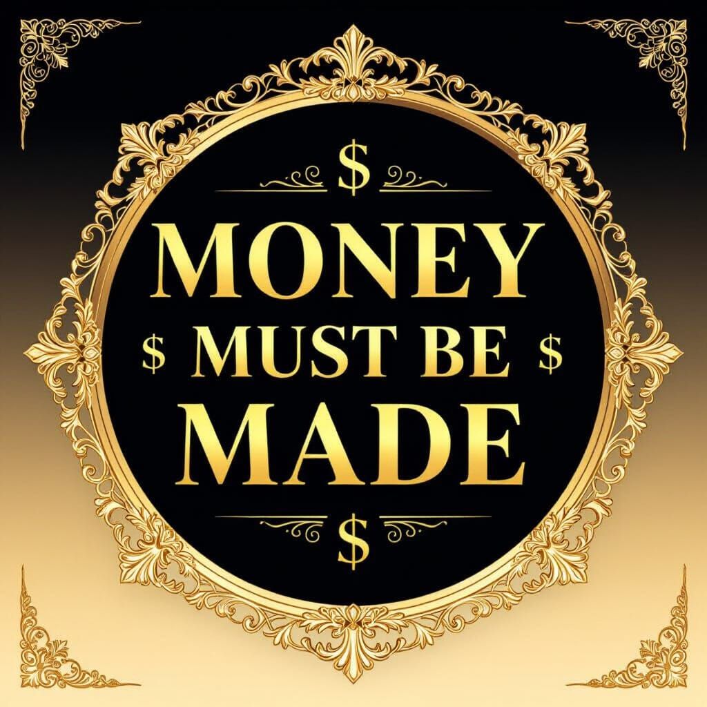 Motivational Black and Gold Desktop Wallpaper with Golden Fr...