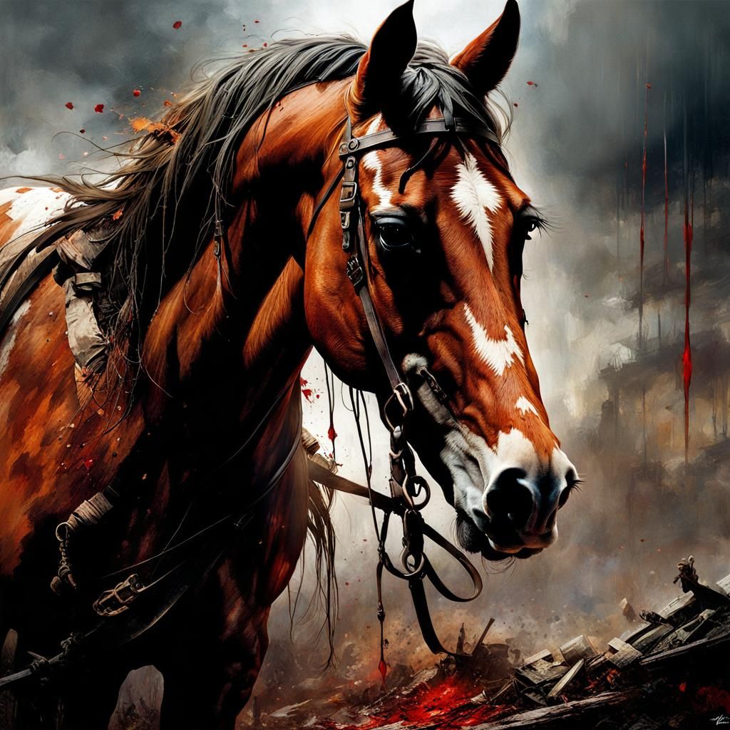 War - horse suffering