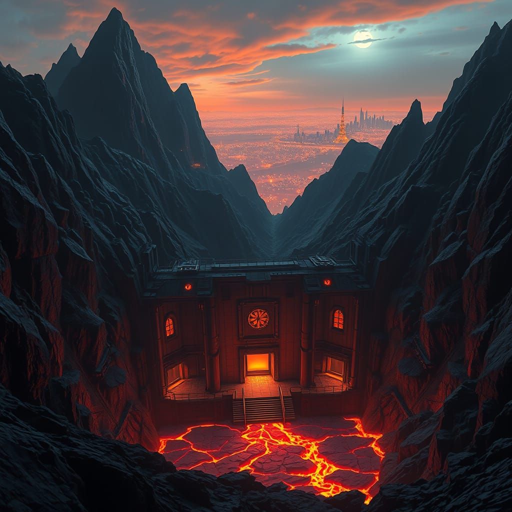 Secret Supervillain Lair in Volcanic Mountains