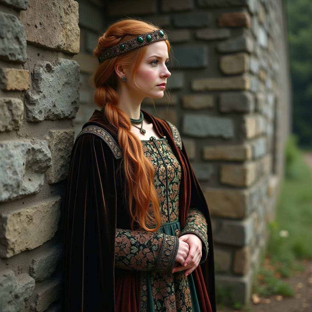 Lithuanian Goddess of Land Borders Beside Stone Wall