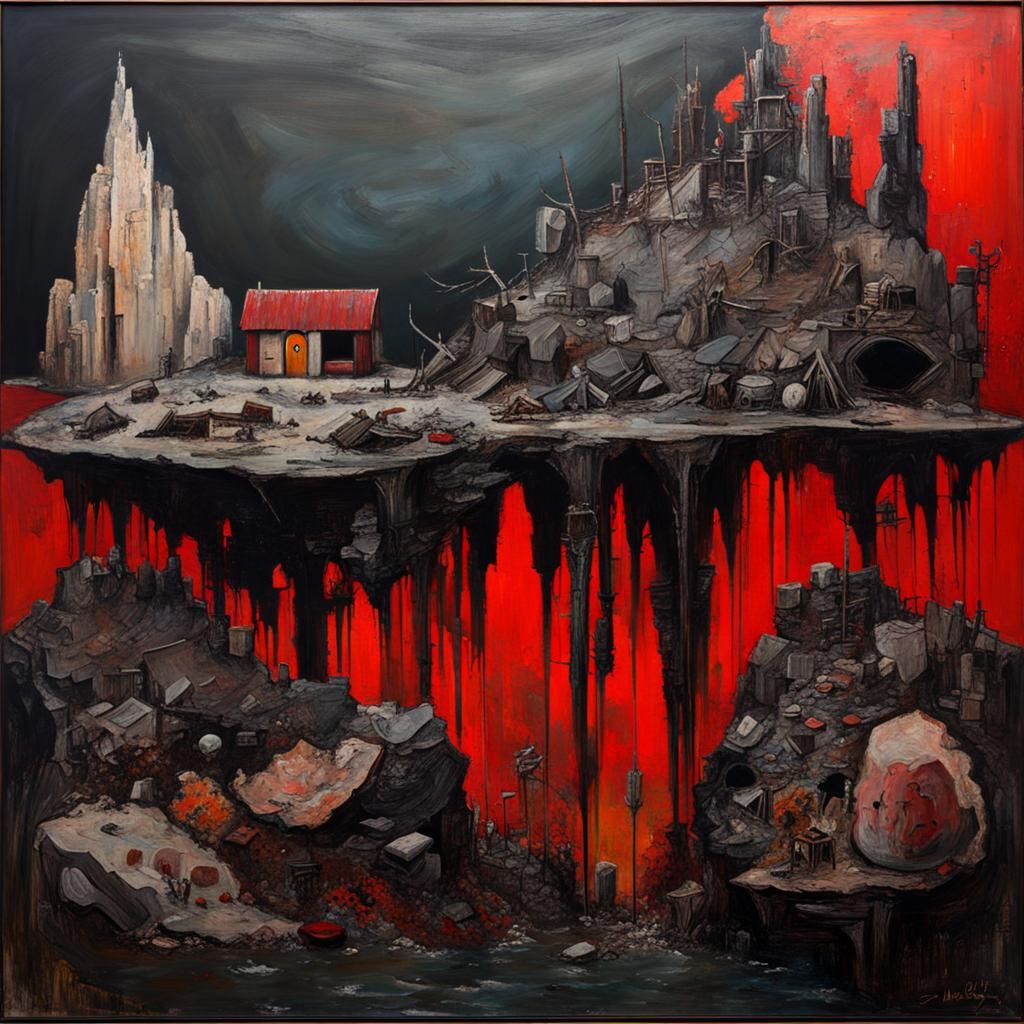 Devil's Island: A Surreal Vintage Oil Painting