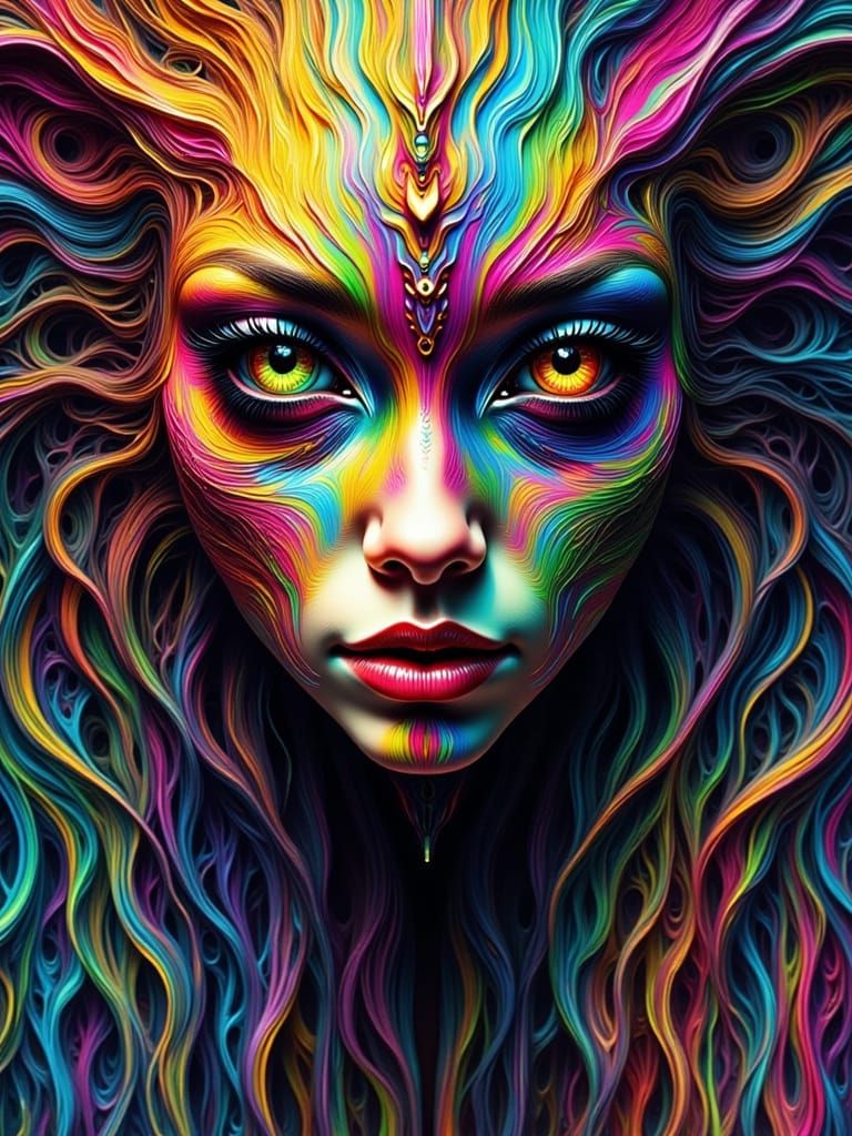 Psychedelic Glitch Portrait of Mythical Creature