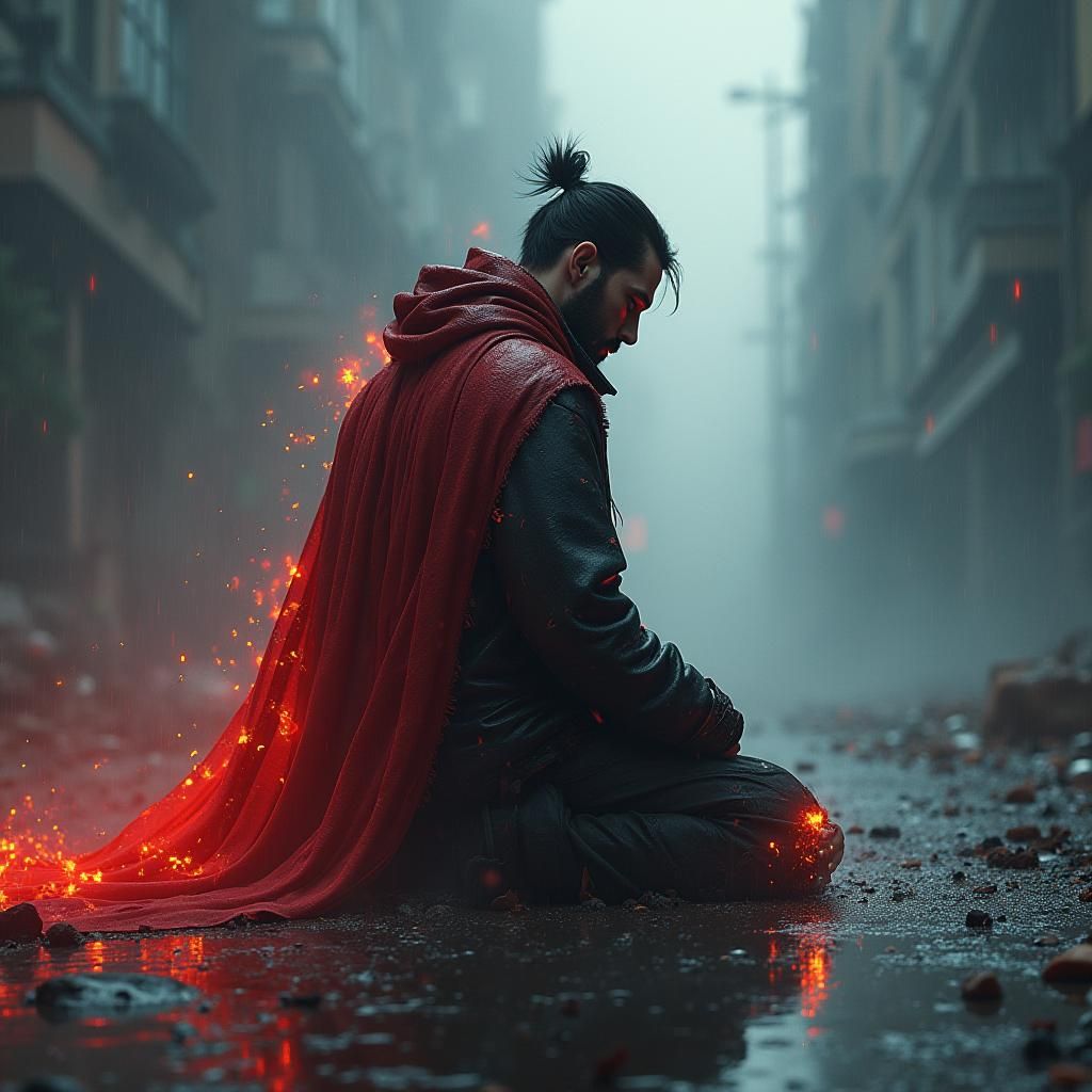 Man at Crossroads: Hyperdetailed Concept Art