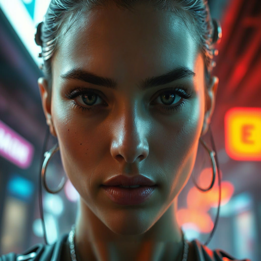 Epic Cyberpunk Portrait in Neon Light